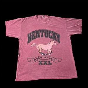 Vintage 90s Nutmeg Heathered Red Kentucky Derby Race Horse T Shirt